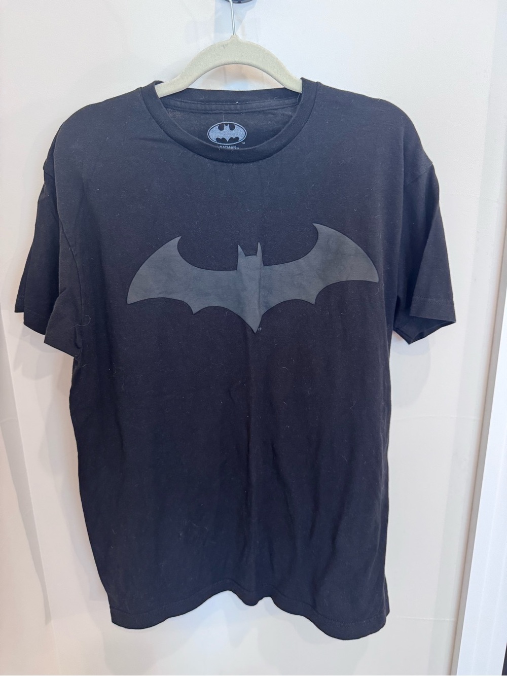 Batman Black Short-Sleeve Tee with Tonal Bat Emblem